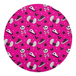 Pink Emo Symbols Pattern Print Round Blanket