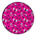 Pink Emo Symbols Pattern Print Round Floor Mat