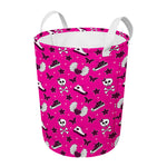 Pink Emo Symbols Pattern Print Round Laundry Basket