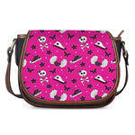 Pink Emo Symbols Pattern Print Saddle Bag