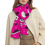 Pink Emo Symbols Pattern Print Scarf