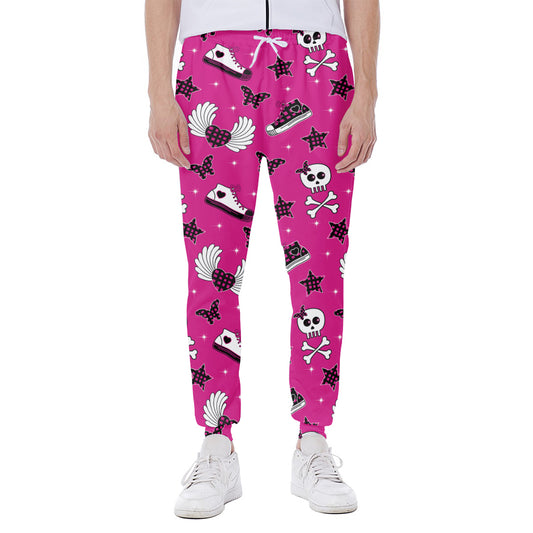 Pink Emo Symbols Pattern Print Scuba Joggers