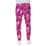 Pink Emo Symbols Pattern Print Scuba Joggers