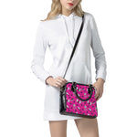 Pink Emo Symbols Pattern Print Shoulder Handbag