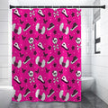 Pink Emo Symbols Pattern Print Shower Curtain