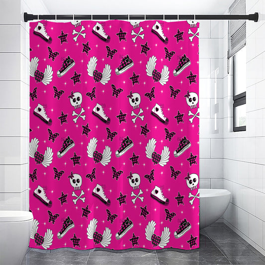 Pink Emo Symbols Pattern Print Shower Curtain