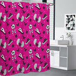 Pink Emo Symbols Pattern Print Shower Curtain