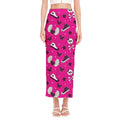 Pink Emo Symbols Pattern Print Side Slit Maxi Skirt