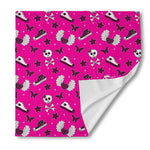 Pink Emo Symbols Pattern Print Silk Bandana