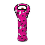 Pink Emo Symbols Pattern Print Single Neoprene Wine Tote