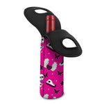 Pink Emo Symbols Pattern Print Single Neoprene Wine Tote