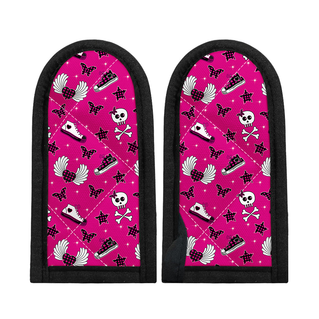 Pink Emo Symbols Pattern Print Skillet Handle Cover