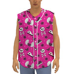 Pink Emo Symbols Pattern Print Sleeveless Baseball Jersey