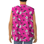 Pink Emo Symbols Pattern Print Sleeveless Baseball Jersey