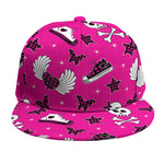 Pink Emo Symbols Pattern Print Snapback Cap