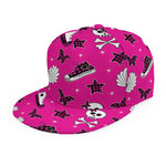Pink Emo Symbols Pattern Print Snapback Cap