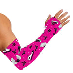 Pink Emo Symbols Pattern Print Sun Protection Arm Sleeves