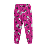 Pink Emo Symbols Pattern Print Sweatpants