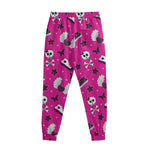 Pink Emo Symbols Pattern Print Sweatpants