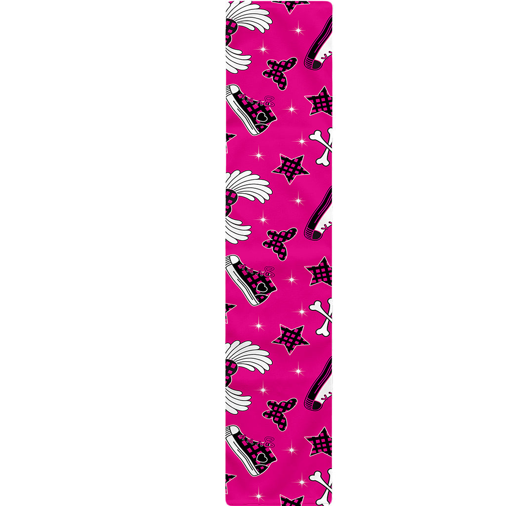 Pink Emo Symbols Pattern Print Table Runner
