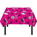 Pink Emo Symbols Pattern Print Tablecloth