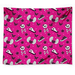 Pink Emo Symbols Pattern Print Tapestry