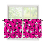 Pink Emo Symbols Pattern Print Tier Curtains