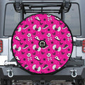 Pink Emo Symbols Pattern Print Tire Cover With Camera Hole