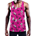 Pink Emo Symbols Pattern Print Men's Workout Tank Top