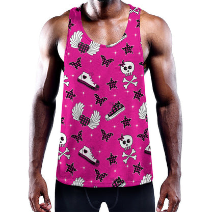 Pink Emo Symbols Pattern Print Training Tank Top