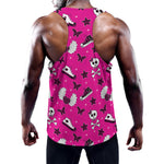 Pink Emo Symbols Pattern Print Training Tank Top