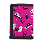 Pink Emo Symbols Pattern Print Trifold Wallet