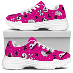 Pink Emo Symbols Pattern Print White Chunky Shoes