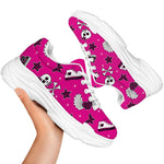 Pink Emo Symbols Pattern Print White Chunky Shoes