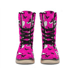 Pink Emo Symbols Pattern Print Winter Boots