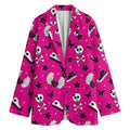 Pink Emo Symbols Pattern Print Women's Cotton Blazer
