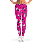 Pink Emo Symbols Pattern Print Women's Leggings