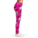 Pink Emo Symbols Pattern Print Women's Leggings