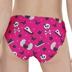 Pink Emo Symbols Pattern Print Women's Panties