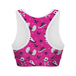 Pink Emo Symbols Pattern Print Women's Sports Bra