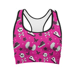 Pink Emo Symbols Pattern Print Women's Sports Bra