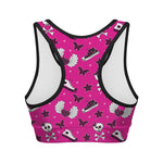 Pink Emo Symbols Pattern Print Women's Sports Bra