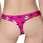 Pink Emo Symbols Pattern Print Women's Thong
