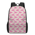 Pink Flamingo Pattern Print 17 Inch Backpack