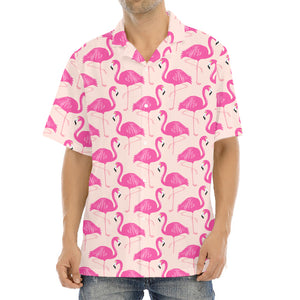 Pink Flamingo Pattern Print Aloha Shirt