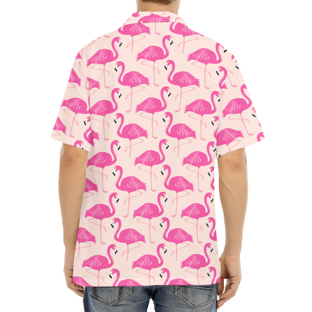 Pink Flamingo Pattern Print Aloha Shirt