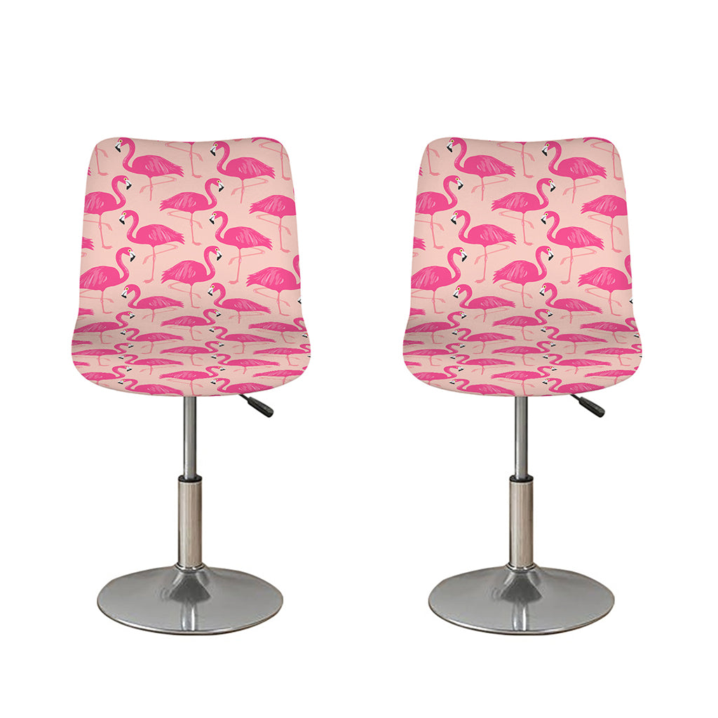 Pink Flamingo Pattern Print Bar Stool Covers
