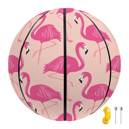 Pink Flamingo Pattern Print Basketball