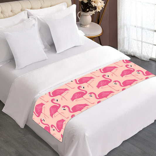 Pink Flamingo Pattern Print Bed Runner