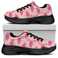 Pink Flamingo Pattern Print Black Chunky Shoes